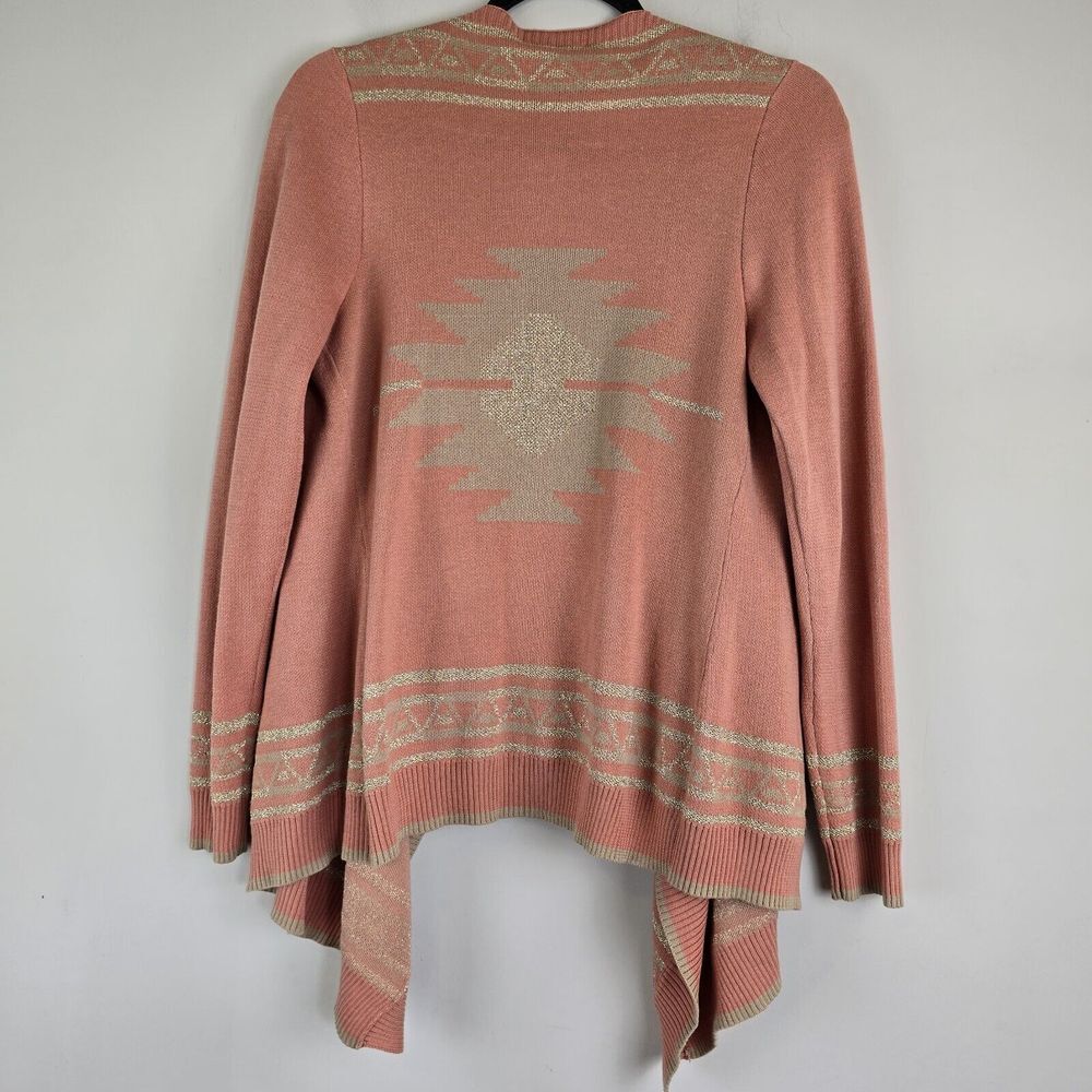 Hooked Up by I.O.T.  Sweater Medium Cardigan Women Pwach Aztec‎ Sparkly.D53 - Picture 6 of 12